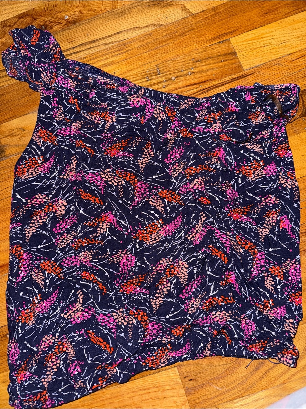 Charlotte Russe Navy Floral One-Shoulder Top
